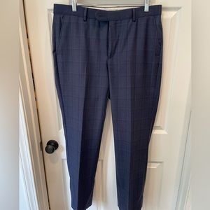 Saks Fifth Ave 100% wool dress slacks, size 35, blue windowpane